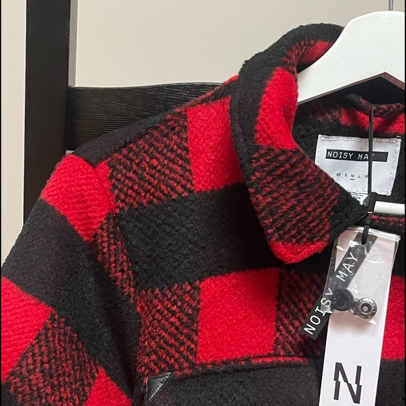 NWT | Womens Noisy May Flannel Jacket | Black & Red - Picture 10 of 16